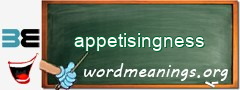 WordMeaning blackboard for appetisingness